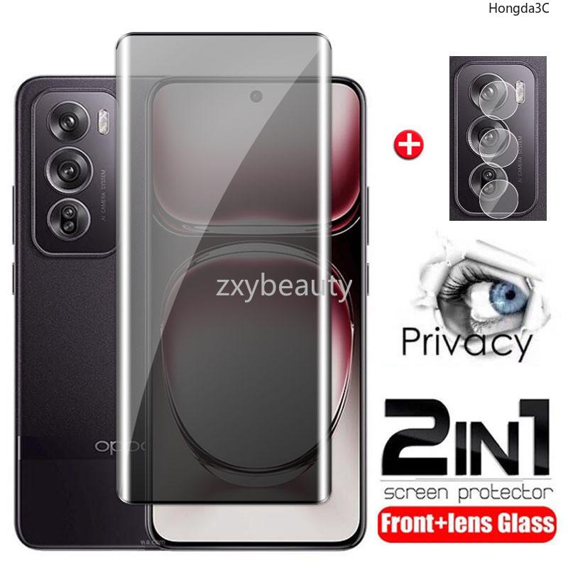 Product Introduction of 2in1 3D Curved Privacy Tempered Glass For OPPO Reno 12 Pro 2024 5G Screen Protector Full Cover Camera Lens For Reno12 Reno12Pro 12Pro Lens Film Class 5