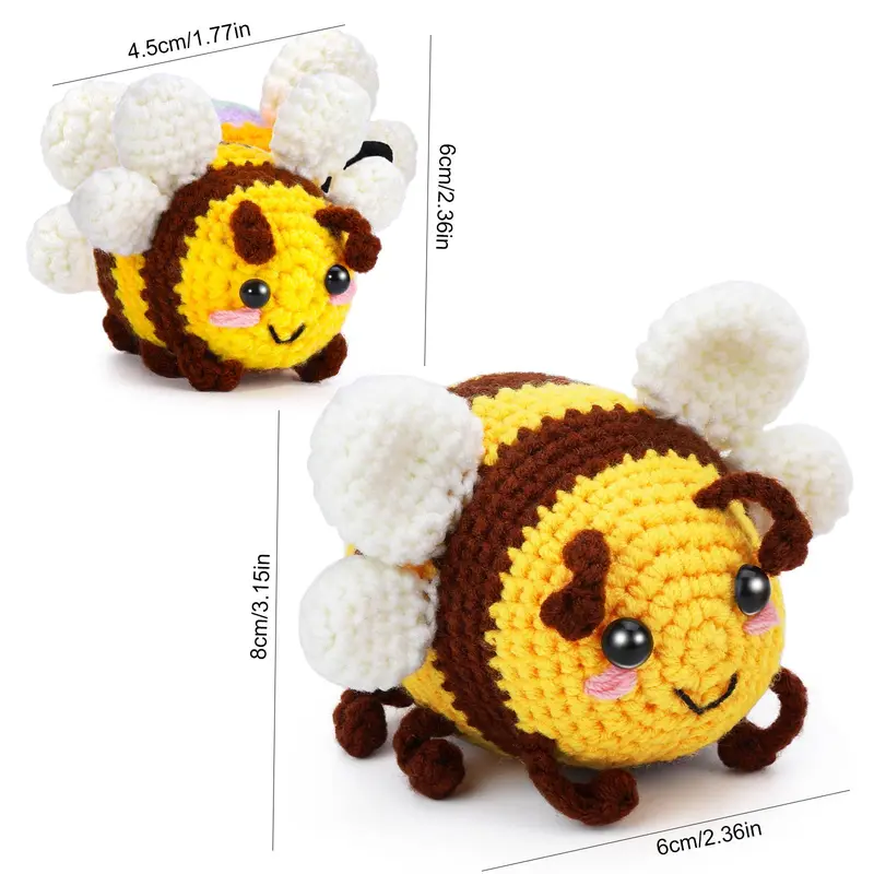Bee Pattern Crochet Kit, 2 Counts Crochet Starter Kit with Step-by-Step Video Tutorials & Complete Accessories, Crochet Supplies for Beginners Adults DIY Craft Supplies 1