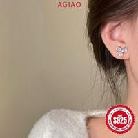 Gambar AGIAO 5A Zircon Bow Pearl Stud Earrings Wanita Kecil Lucu Indah Premium Earrings - anting pejantan dari A.GIAO.ID Kab. Gresik 3 Tokopedia
