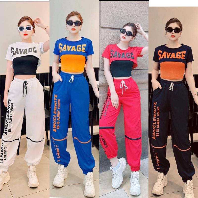 (B) BỘ 3 CHI TIẾT QUẦN GIÓ ÁO THUN TẬP ZUMBA GYM DANCER