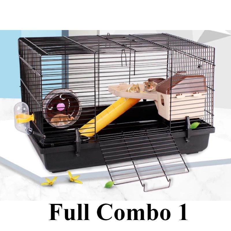 Lồng Hamster Full Combo 1 Phụ Kiện  Lồng Đại Cơ Bản Full Phụ Kiện Full Combo 1 Gồm Wheel Chạy Tầng Lửng Size 47cm