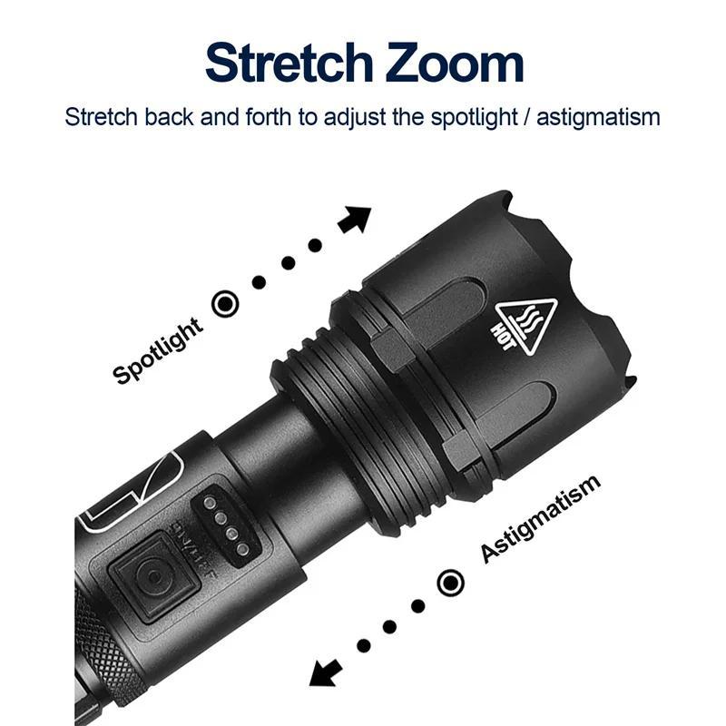 Portable Flashlight, USB Rechargeable Bright Outdoor Handheld Flashlight, Zoomable Lighting 200 Meters, Suitable for Camping, Hiking, Daily Emergency Lighting 4