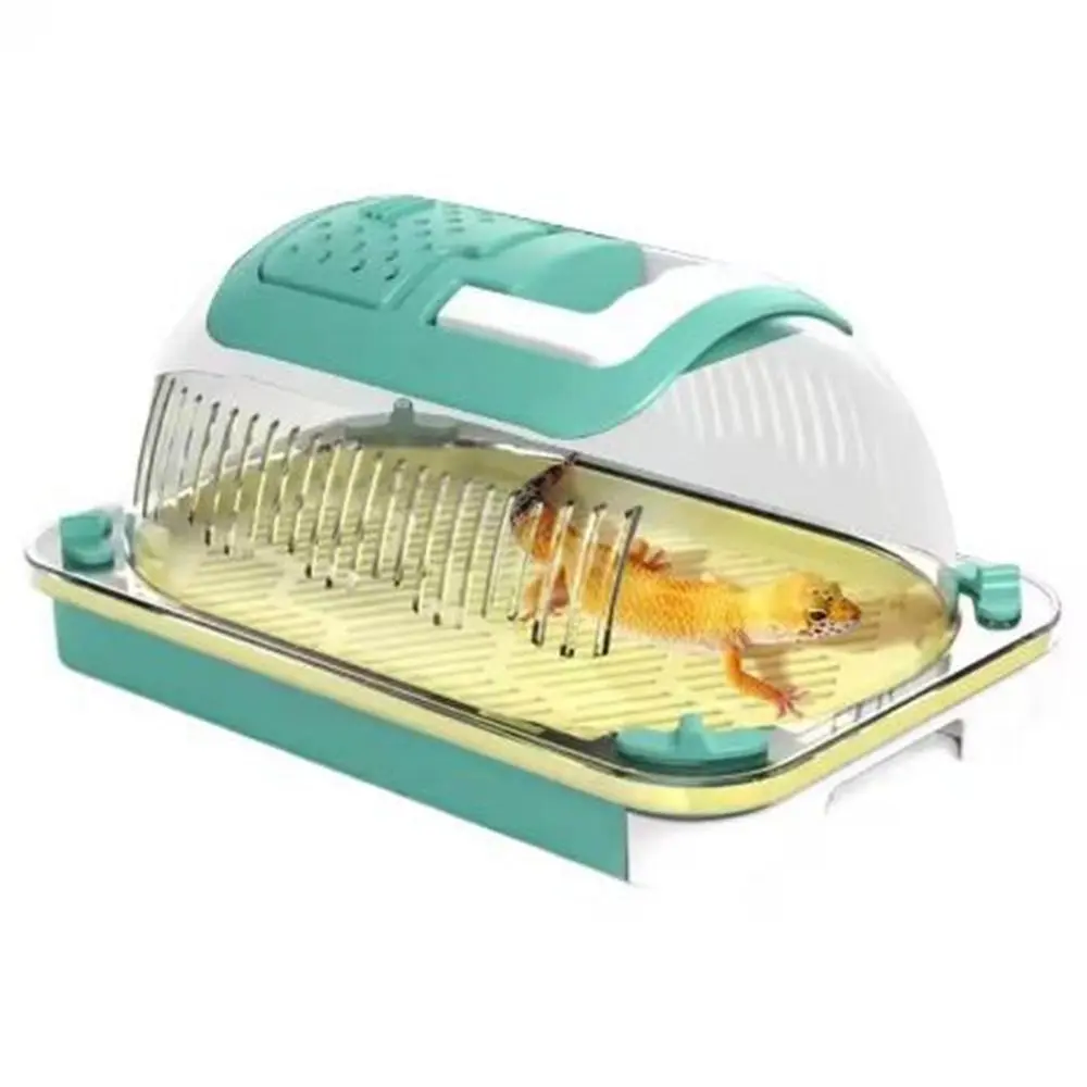 Portable Plastic Lizard Keeper Breathable Wear-Resistant Insect Feeding Cage with Handle Ventilated Reptile Enclosure Turtles