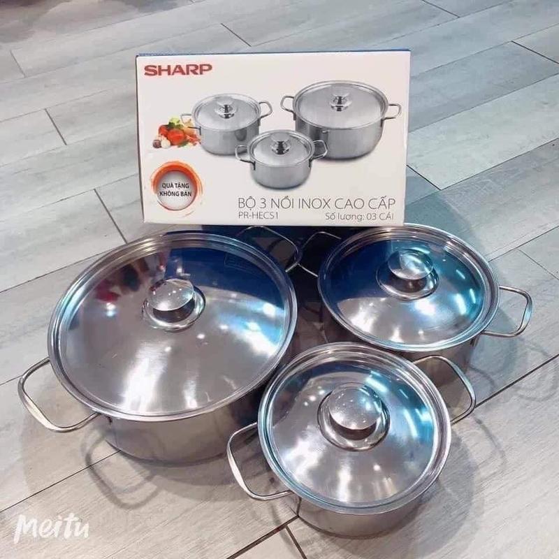 Bộ 3 nồi inox SHAARP cao cấp dùng mọi loại bếp