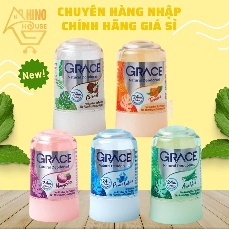 Lăn Khử Mùi Đá Khoáng Grace Natural Deodorant 70g - Thái Lan Mát Lạnh - Hinohouse