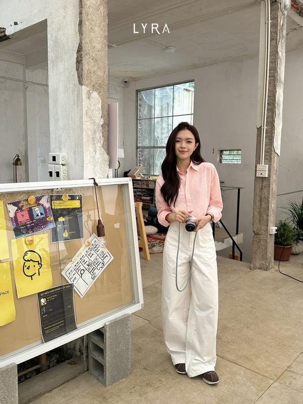 LYRA - (ÁO SƠ MI THÊU NGỰA) nữ form vừa dài tay thêu ngựa, chất thô Hàn cao cấp, kiểu dáng trendy hiện đại LWNSM010 5