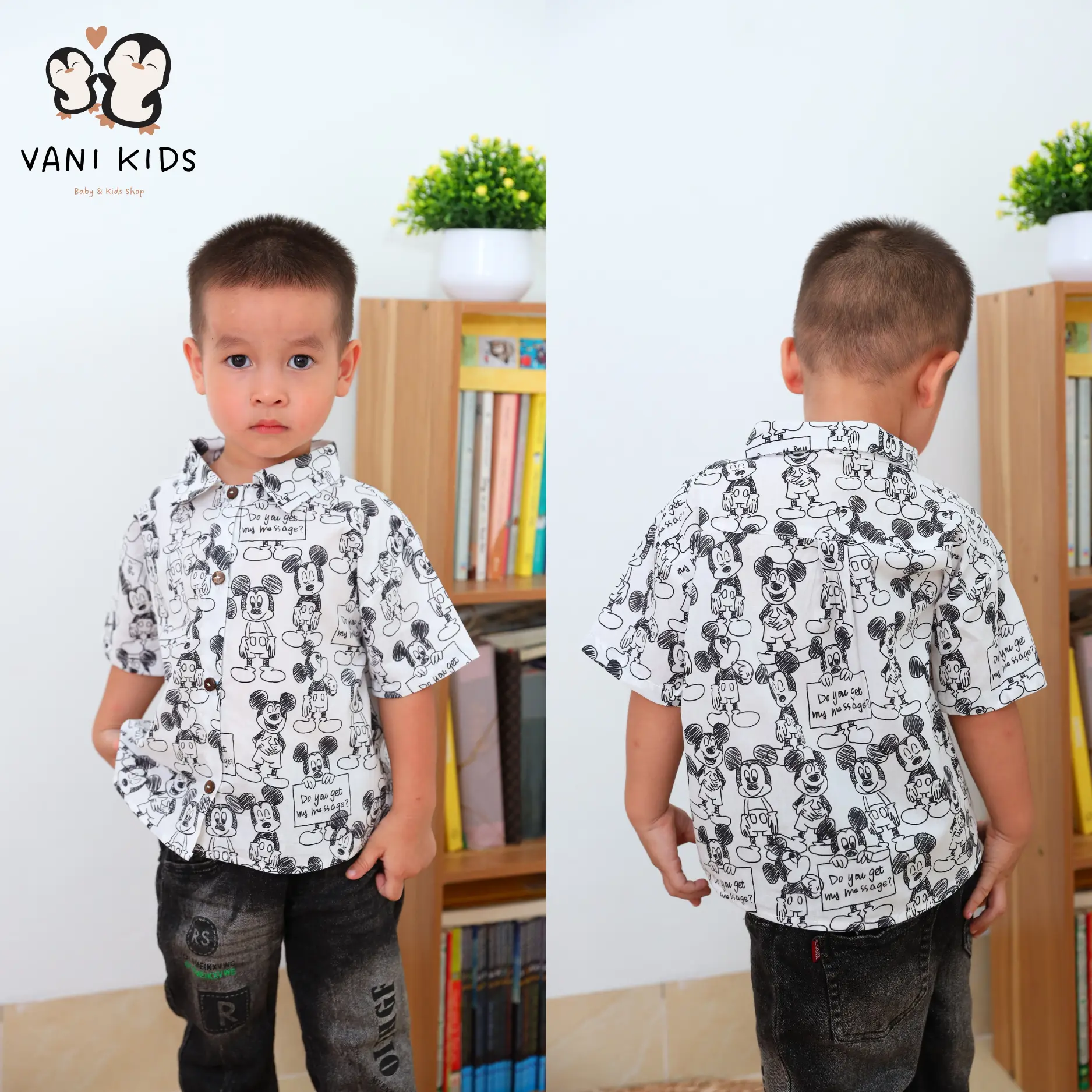 Áo sơ mi mùa hè cho bé Haby Kids chất thô cotton chính phẩm mềm mại đứng form dễ chịu cho da bé VANI KIDS Áo Thun