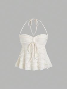 Top liso de cuello halter para mujer, Top sin mangas casual para verano, Top de moda para mujer para uso diario