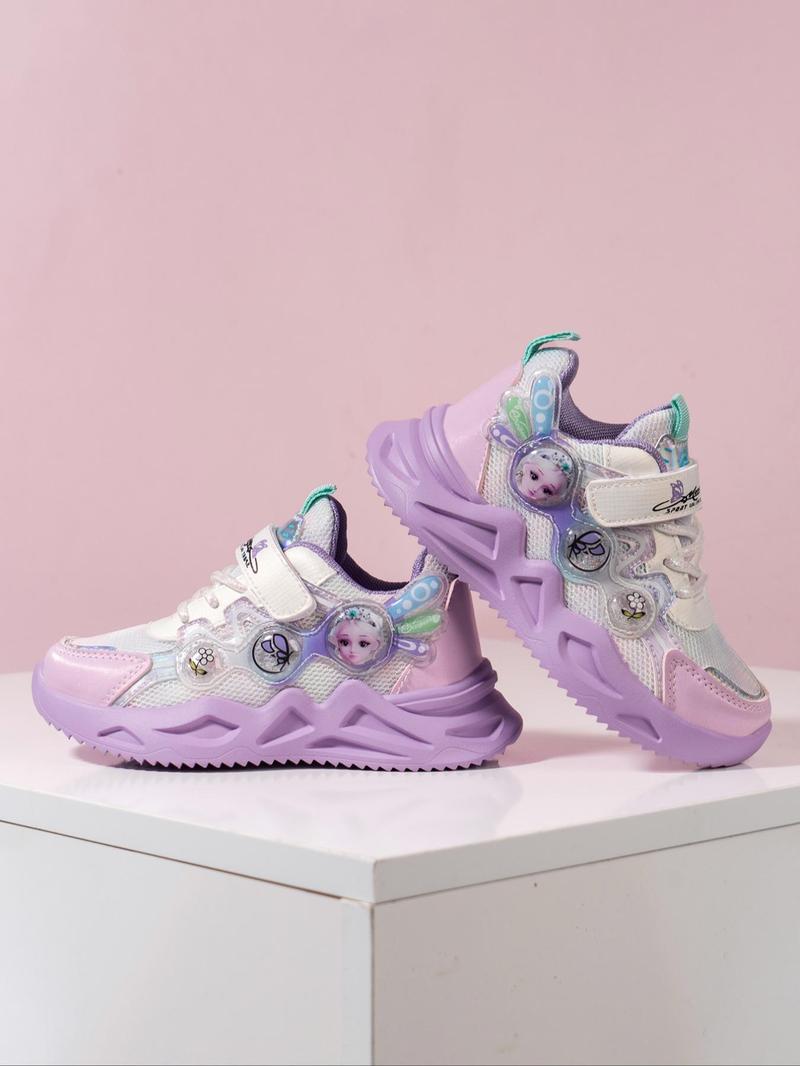 Product Introduction of Girl's Cute Cartoon Pattern Contrast Mesh Design Sneakers, Casual Comfortable Breathable Sports Shoes, All-match Round Toe Sneaker for Daily Wear 15