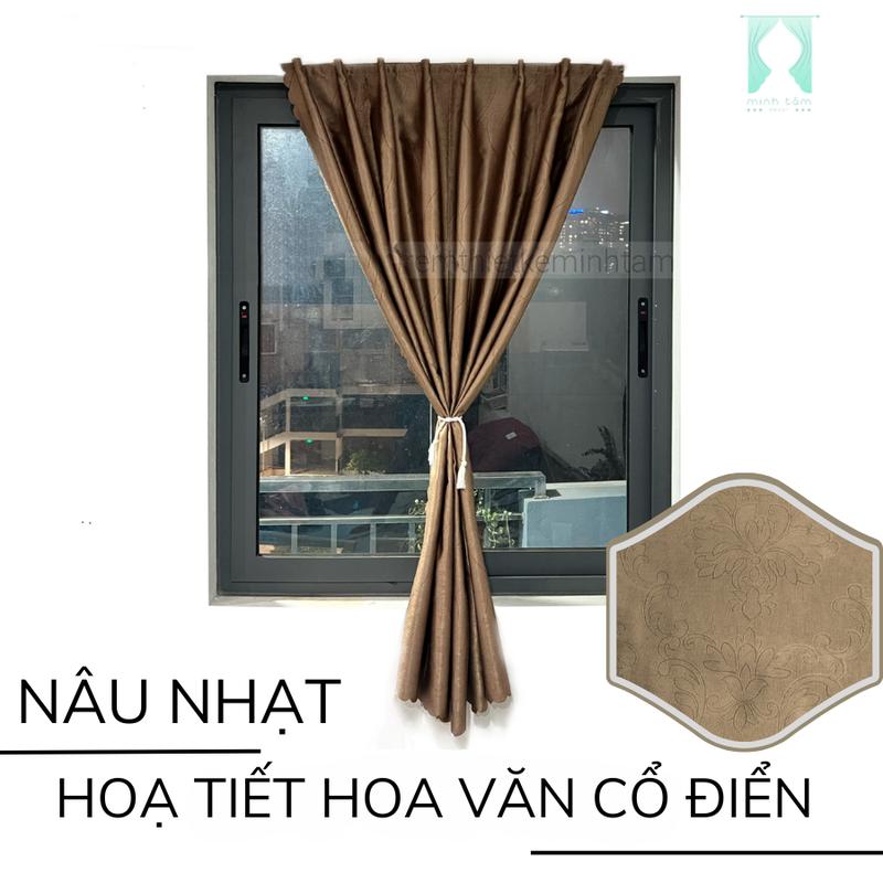   KT nhỏ  Rèm cửa sổ dán tường tiện lợi không khoan đục giá rẻ dễ sử dụng   tặng đầy đủ phụ kiện   - Màu nâu nhạt hoạ tiết hoa cổ điển 