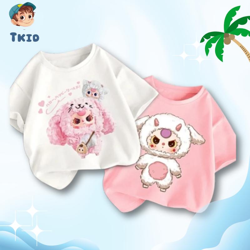 Áo Thun Bé Gái Ngắn Tay TKID STORE Áo Phông Cho Bé In Hình Baby Three Dễ Thương Siêu Hot 1