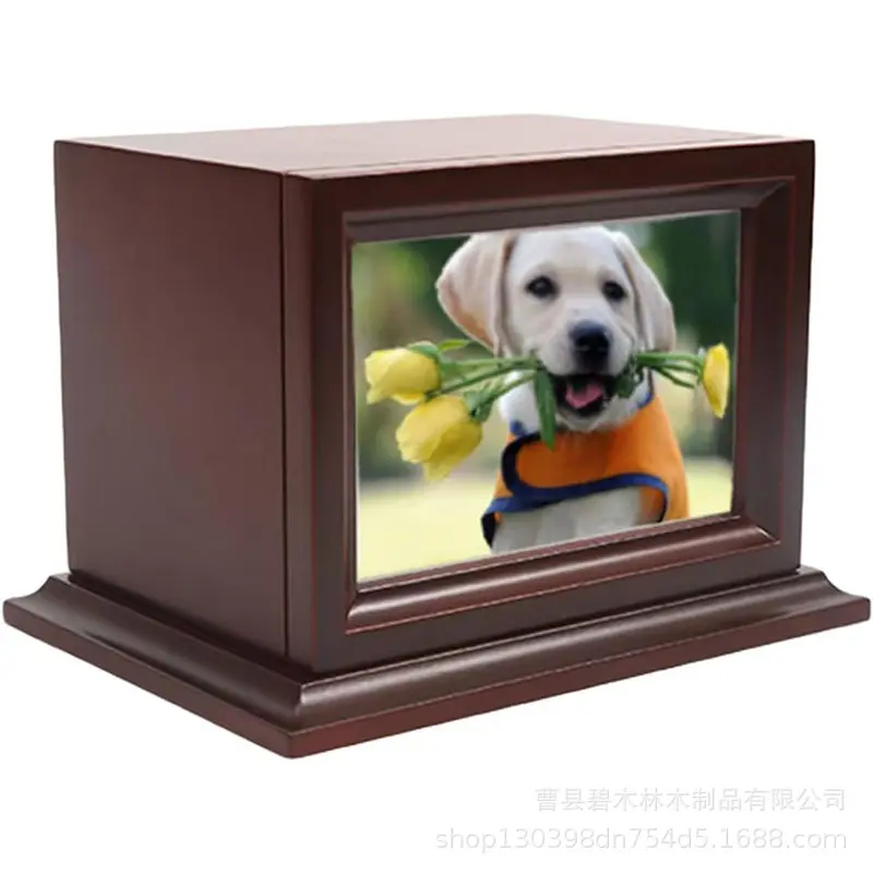 Wooden Pet Cinerary Casket Pull Solid Wood Cat Funeral Supplies Storage Box Stickers Photo Dog Cinerary Memorial Box
