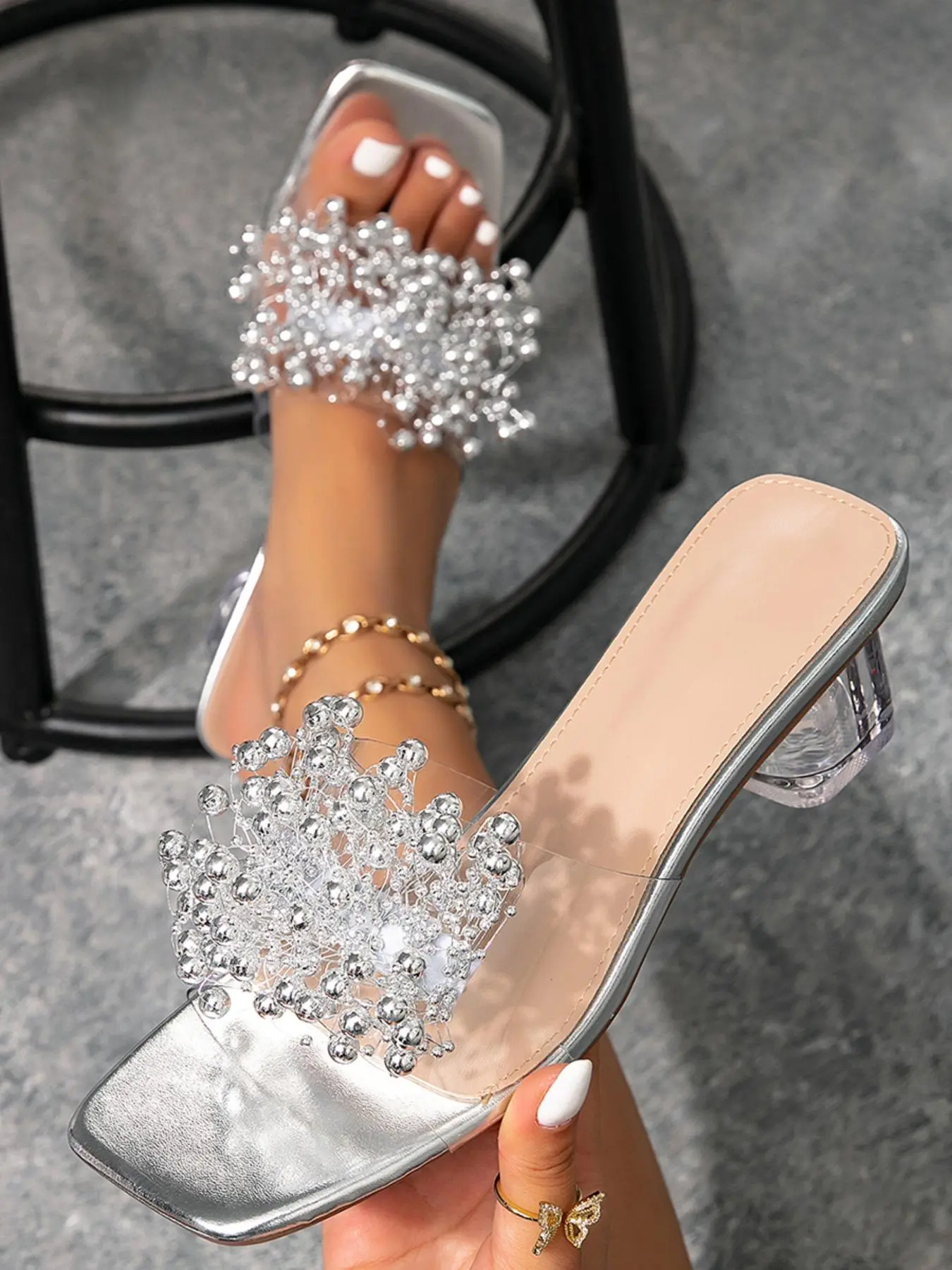 Women's Fashionable Transparent Chunky Heeled Sandals, Elegant Square Toe Sandals for Party, Daily Clothing Decor for Women & Girls, Summer