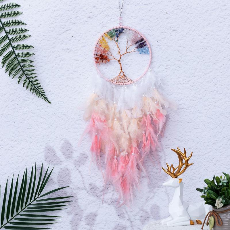 Hanging Dream Catcher, 1 Count Tree Of Life Feather Dream Catcher Hanging Decor, Room Decor Hanging Ornament, Craft Gift for Friends 3