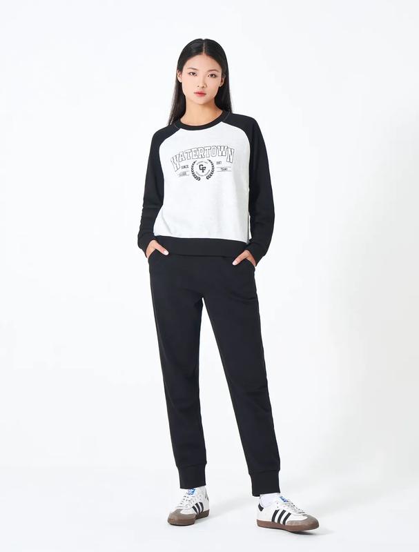 Bộ quần áo nỉ nữ áo dài tay quần dài phối màu CANIFA 6ST23W003