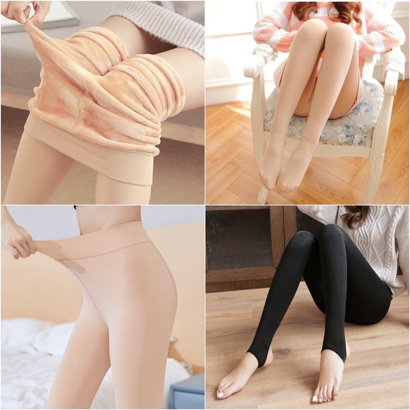 Quần Tất Nữ Lót Lông Dày Dặn Kín Chân siêu ấm Giữ Nhiệt Women Top Kem quần  tất nỉ Nhung Lịch