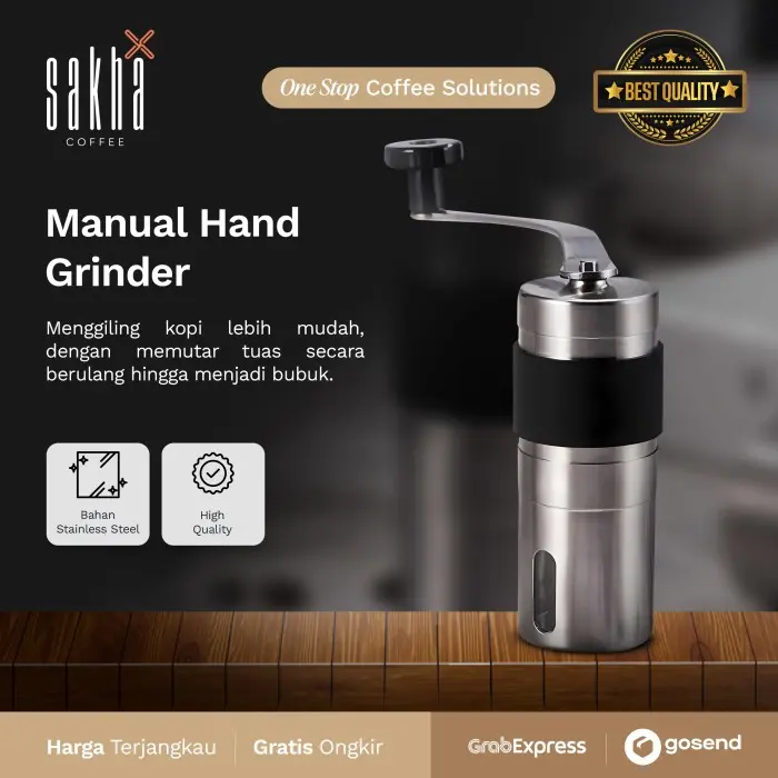 Coffee Grinder Manual Alat Penggiling Biji Kopi Bean Stainless Steel