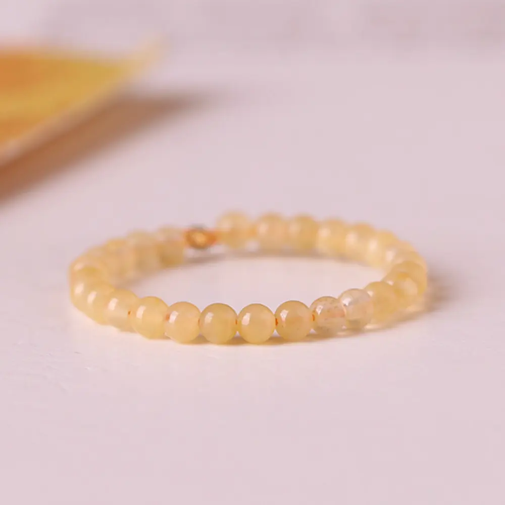 Yellow Agate Ring 2mm, Natural Crystal Ring, Custom Bead Ring, Ring for Women Gift for Her