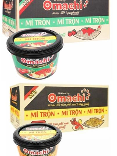 Thùng 12 tô Mì trộn Omachi xốt tôm phô mai trứng muối, sốt Spaghetti