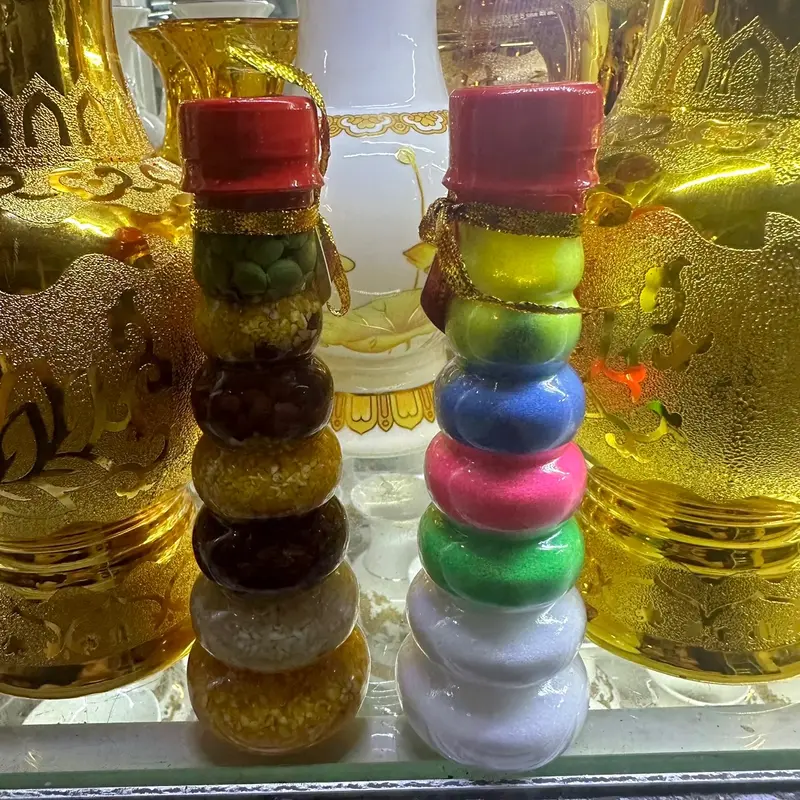 Chai đậu ngũ cốc, muối ngũ sắc phong thuỷ tài lộc ( cao 18 cm ) 0