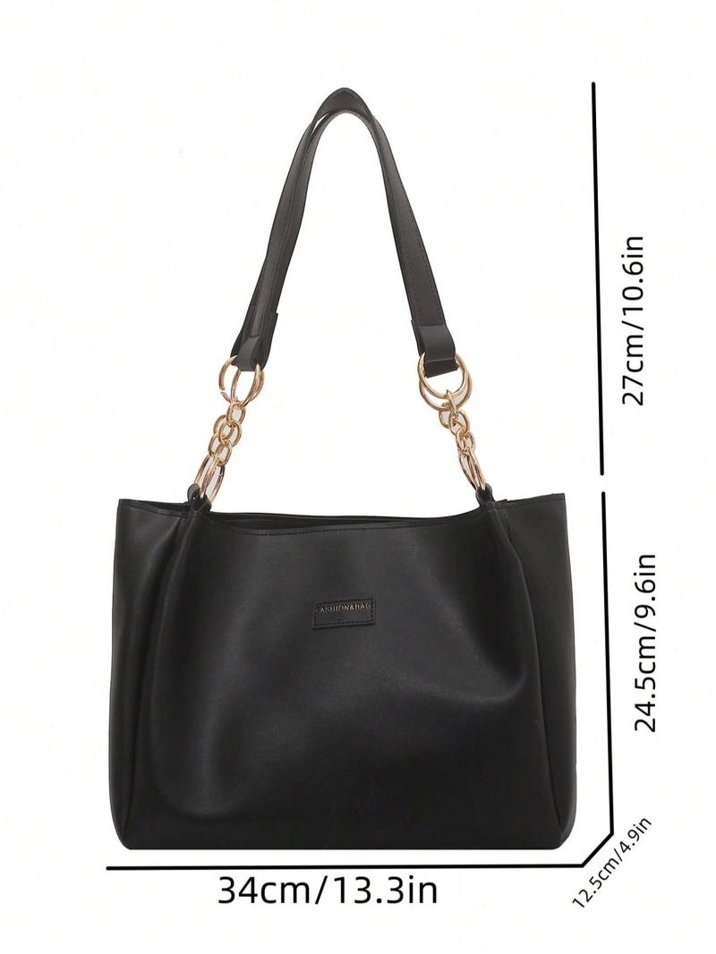 Product Introduction of Women's Fashionable Solid Color Tote Bag, Large Capacity Patched Shoulder Bag for Daily Used, Casual Trendy Versatile High-quality Daily Commuting Bag, Girl Fashionable Bag, Gifts for Girlfriend Travel Accessories 6