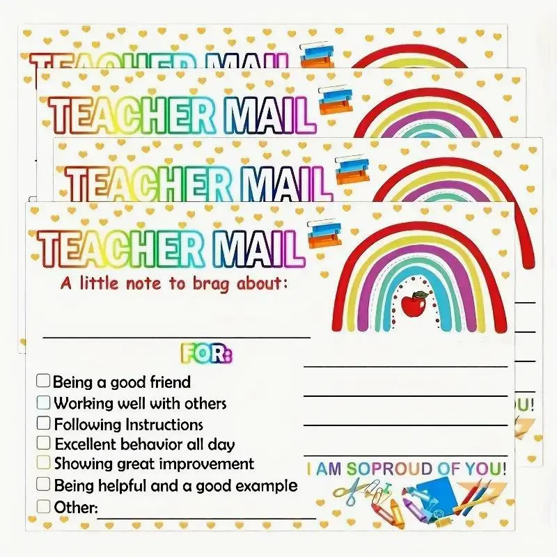 Teacher's Mail Good Behavior Card, Pastel Color Classroom Behavior Incentive Card, Student Behavior Motivation Postcard, School Supplies 0