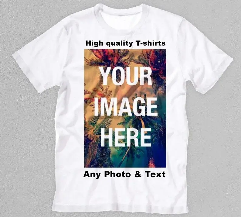 Personalized digital printing Custom T-shirt text logo Photo printing party cotton can provide image printing