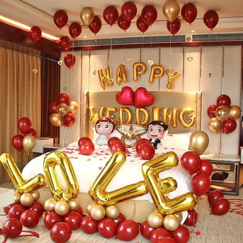 Set Bóng Trang Trí Phòng Cưới Tân Hôn Nhiều Mẫu ( tặng cánh hoa Hồng )