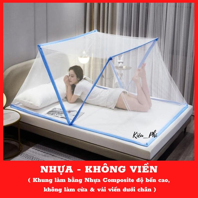 Màn mùng chụp tự bung khung xếp thông minh ngủ chống muỗi cao cấp gấp gọn đủ size 1m 1m2 1m4 1m6 1m8 Kiều Phi
