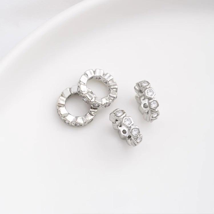 Product Introduction of Phụ Kiện Trang Sức Chuỗi Thủ Công Hạt Specar Cỏ Ba Lá Trái Tim Zircon Bạch Kim Mạ Đồng, Hạt Specar Lỗ Lớn 14