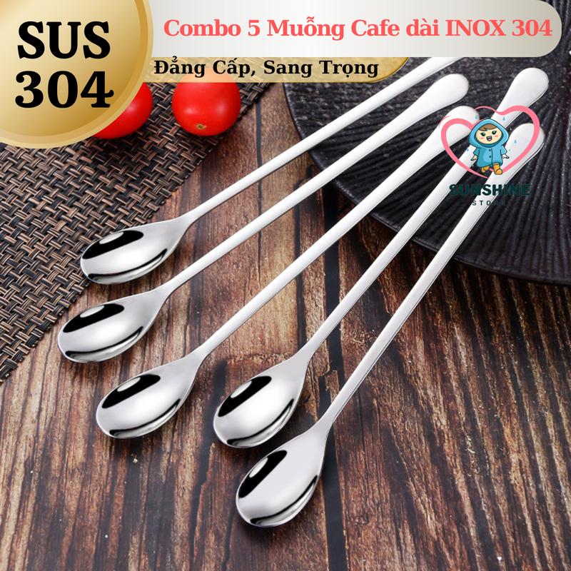 Combo 5 Thìa Cafe Inox 304 Cán Dài – Lựa Chọn Hoàn Hảo Cho Trà Đào, Sinh Tố & Đồ Uống Cao Cấp