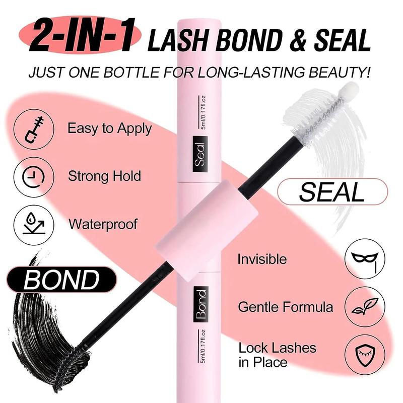 Individual False Eyelashes with Lash Bond and Seal and Lash Applicator Tool, Natural Look DIY Lash Extension Kit, Natural Curling Cluster Lashes for Eye Makeup, Summer Makeup, Valentine's Day Gift for Women, Cluster Lashes Kit 3