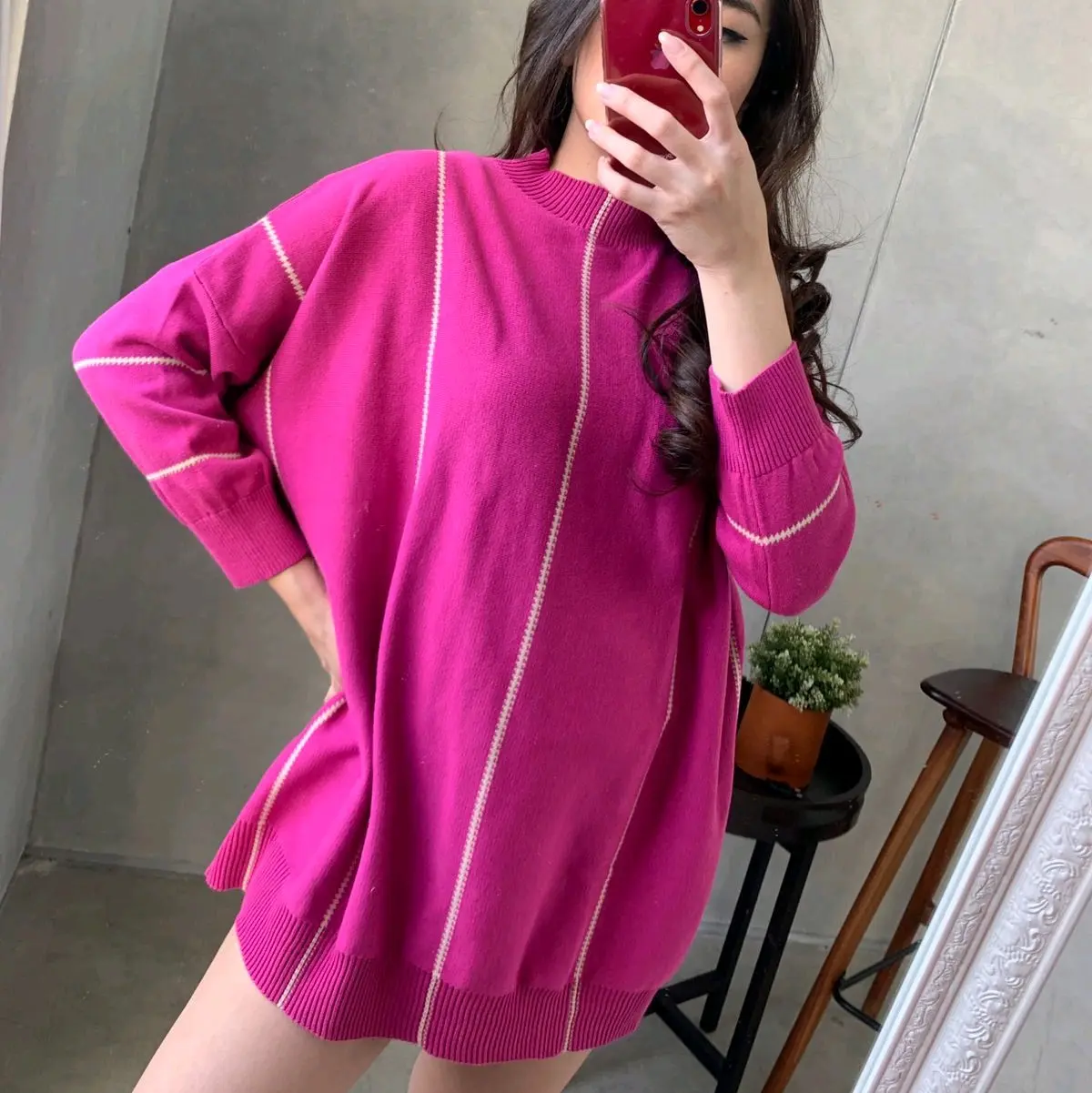 NOONA OVERSIZE TOP Atasan baju rajut sweater katun halus adem wanita high knitwear