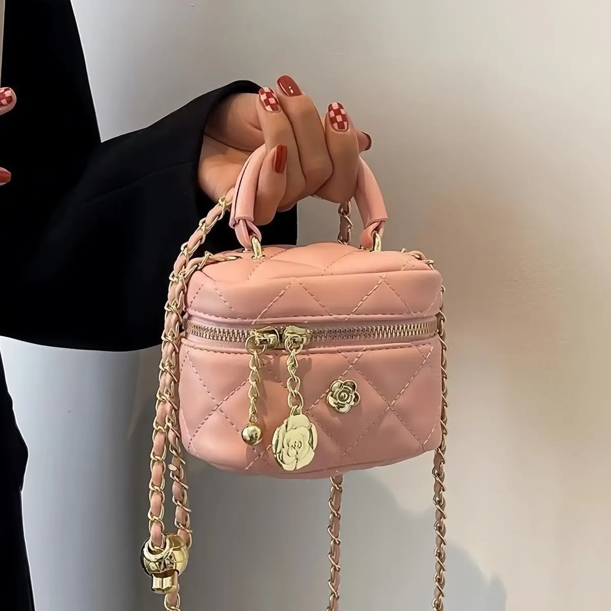 Túi xách MINI CỐP nữ đeo chéo da trám Đính Hoa(KO vừa ĐT) Bag
