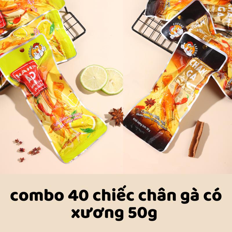 COMBO 40 chiếc chân gà CÓ XƯƠNG size 50g Cay changa Chua Cay
