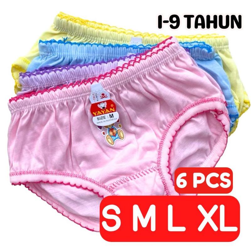 6 PCS Celana Dalam Anak Perempuan SAKURA / GAYATRI  DIMDIM Polos Sablon GRIYO DALEMAN99 1