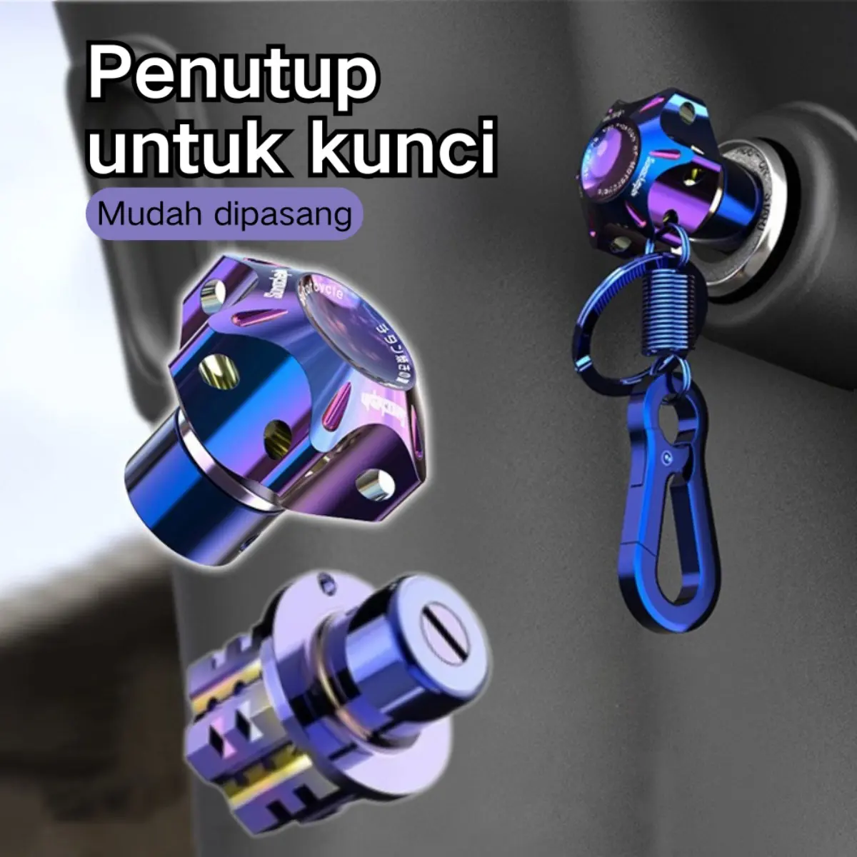 Case Cover Kepala Kunci Titanium – Pelindung Kunci Motor + Gantungan Kunci Stylish Car