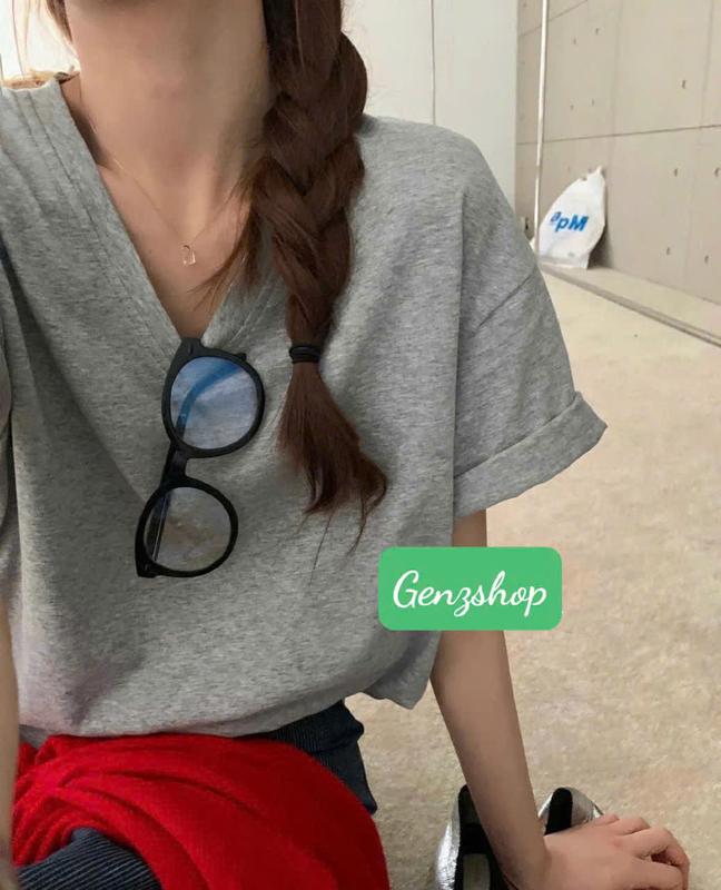 ÁO THUN CỔ TIM NỮ TRƠN DỄ PHỐI ĐỒ OVERSIZE <72KG Top Cổ Tròn Nữ Cotton Women 8