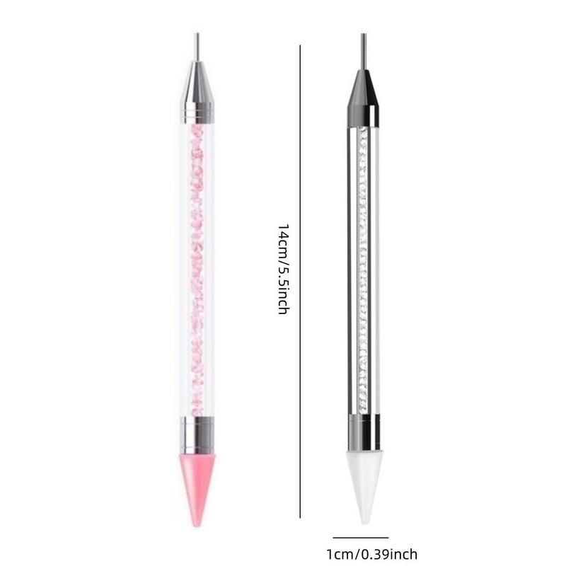 Double-ended Rhinestone Picker Pen, 2 Counts/set Nail Art Rhinestone Removing Handle Pen, Manicure & Pedicure Tools for Home & Salon Use 1