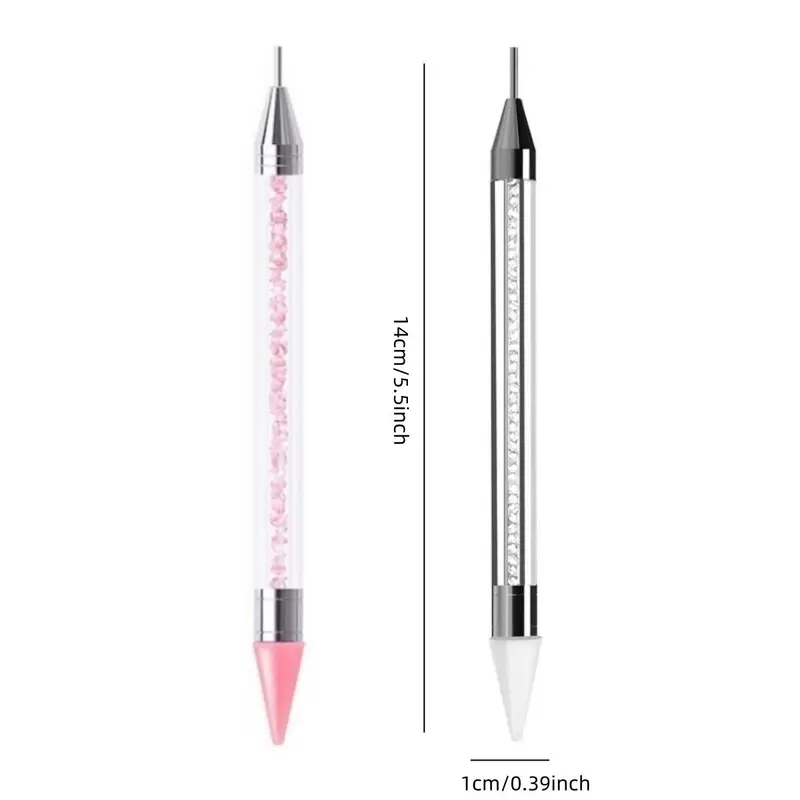 Double-ended Rhinestone Picker Pen, 2 Counts/set Nail Art Rhinestone Removing Handle Pen, Manicure & Pedicure Tools for Home & Salon Use 1