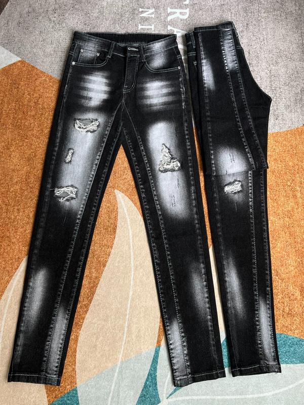 QUẦN JEANS ĐEN NAM DÀI CO GIÃN, QUẦN BÒ ĐEN WASH LOANG MÀU RÁCH TẠO KIỂU BÊN  LÊN FORM TÔN DÁNG CHUẨN ĐẸP Menswear Denim Pants Có Túi