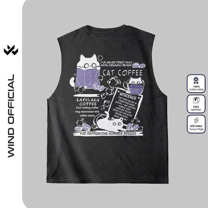 Áo ba lỗ unisex WIND form rộng sát nách KAFELAKU tanktop thời trang nam nữ oversize 6