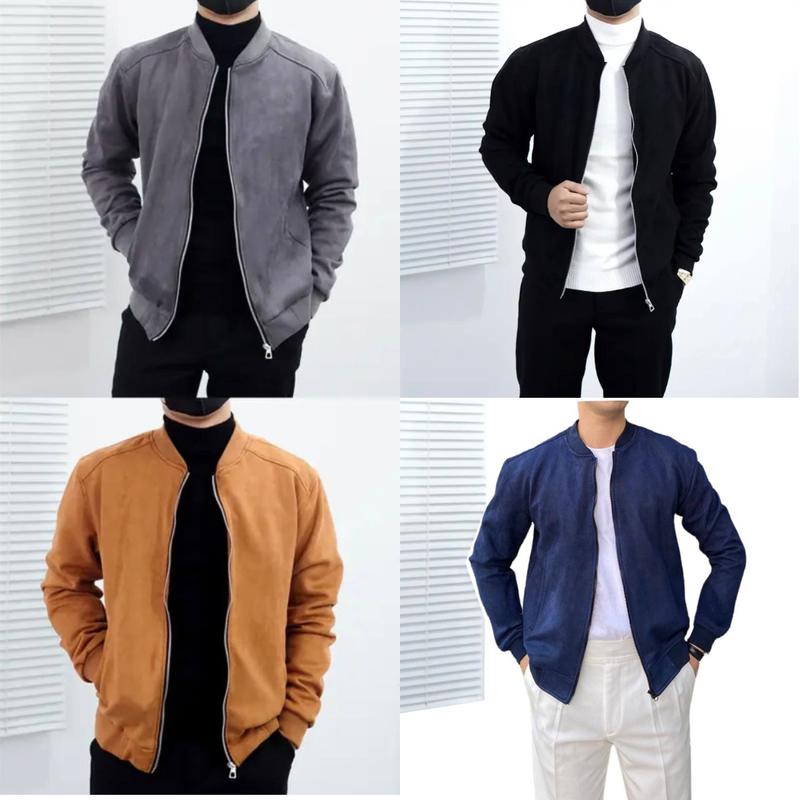 Áo khoác bomber da lộn phong cách lịch lãm slimfit