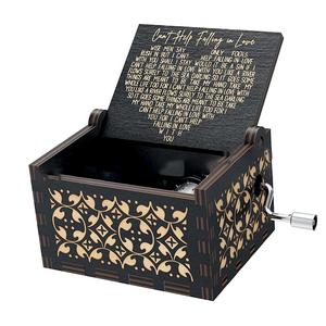 Caja de música 'No puedo evitar enamorarme', Caja musical de madera vintage con cajón, Regalo creativo para amantes, novio, novia, esposo, esposa, Decoración