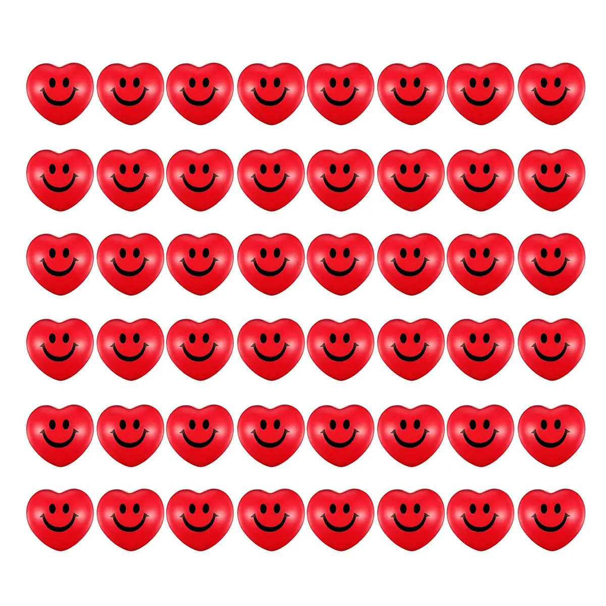 48Pcs 2.75Inch Stress Balls Valentine'S Day Heart Shaped Squishy Ball Smile Face Foam Stress Relief Ball