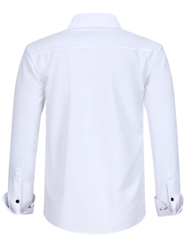 Men's Plus Size Plain Button Front Shirt, Regular Fit Casual Comfy Long Sleeve Button Up Top for Work Business Daily Outdoor Wear, Men Plus Size Clothing for All Seasons 1