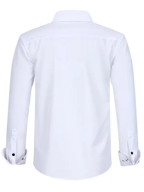 Men's Plus Size Plain Button Front Shirt, Regular Fit Casual Comfy Long Sleeve Button Up Top for Work Business Daily Outdoor Wear, Men Plus Size Clothing for All Seasons 1