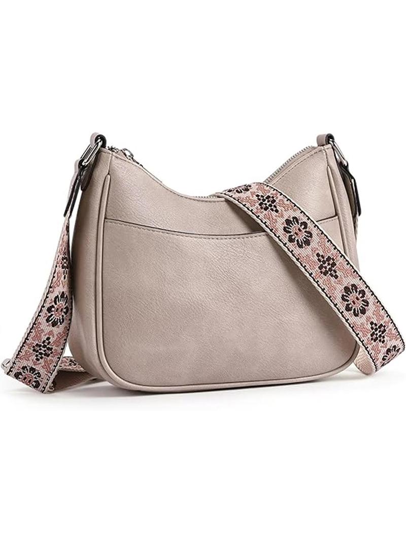 Product Introduction of Women's Checked Pattern Crossbody Bag, Fashionable PU Leather Hobo Bag with Adjustable Strap, Casual Versatile Shoulder Bag for Daily Used 5