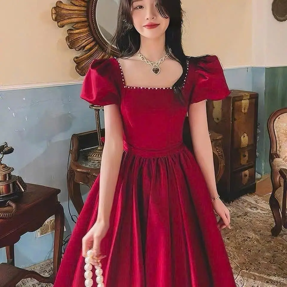 Đầm đỏ đính nơ đi tiệc, đi sinh nhật, chơi Noel cho nữ - Dress Nhung Women