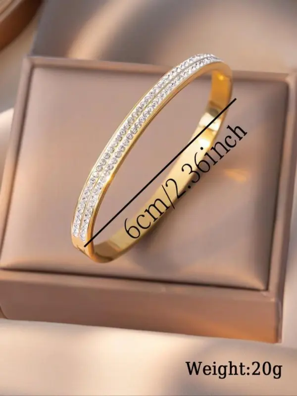 Women's Elegant Rhinestone Decorated Bangle, Exquisite Trendy Bangle, Fashionable Jewelry for Women As Gift 1